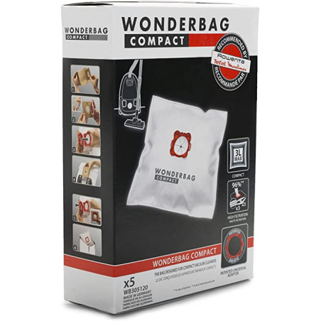 WB305120, 5 sacs Wonderbag compact Moulinex, Tefal Rowenta.